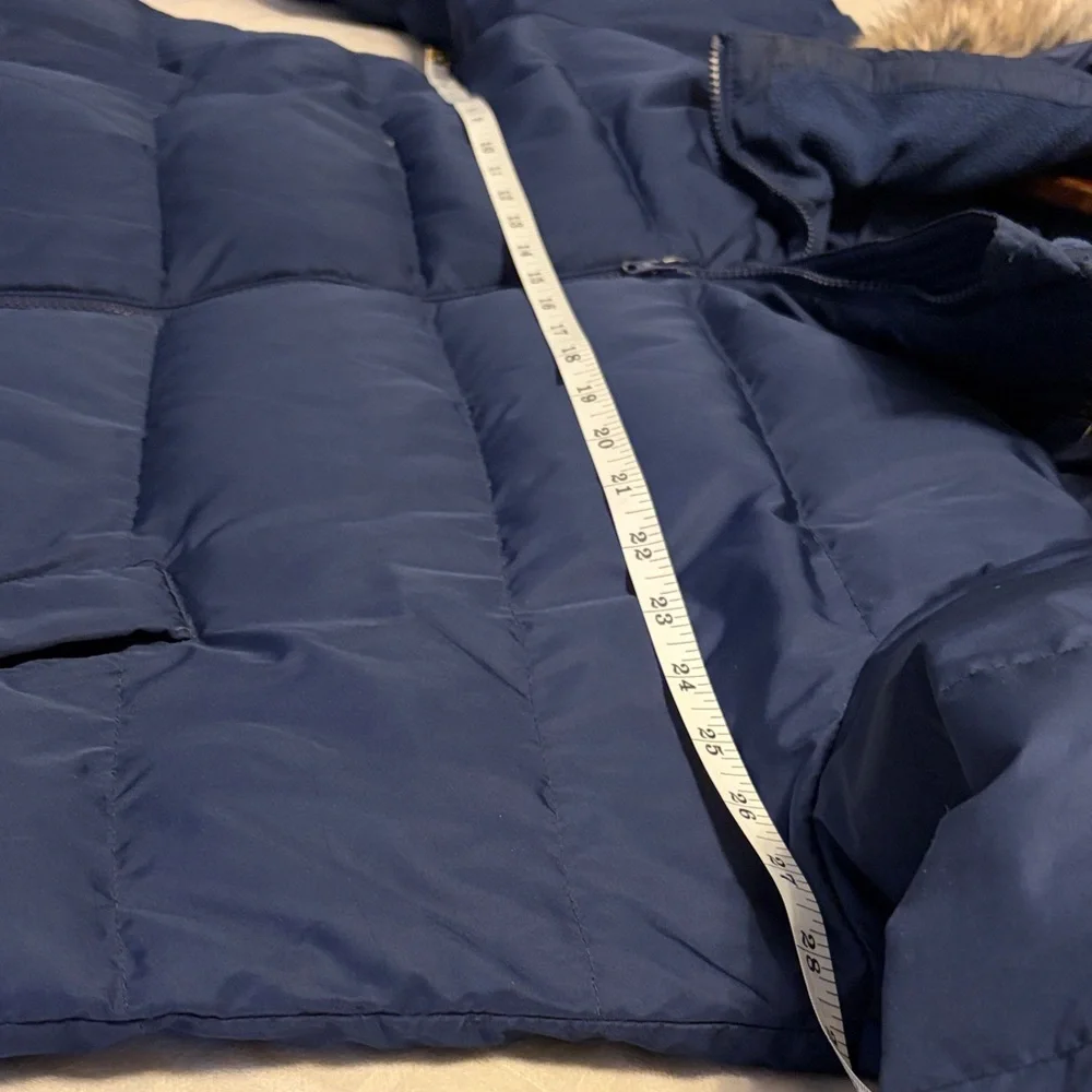 Lands' End Women's Dark Blue Down Puffer Coat with Faux Fur Trim, 2X. - Picture 3 of 9